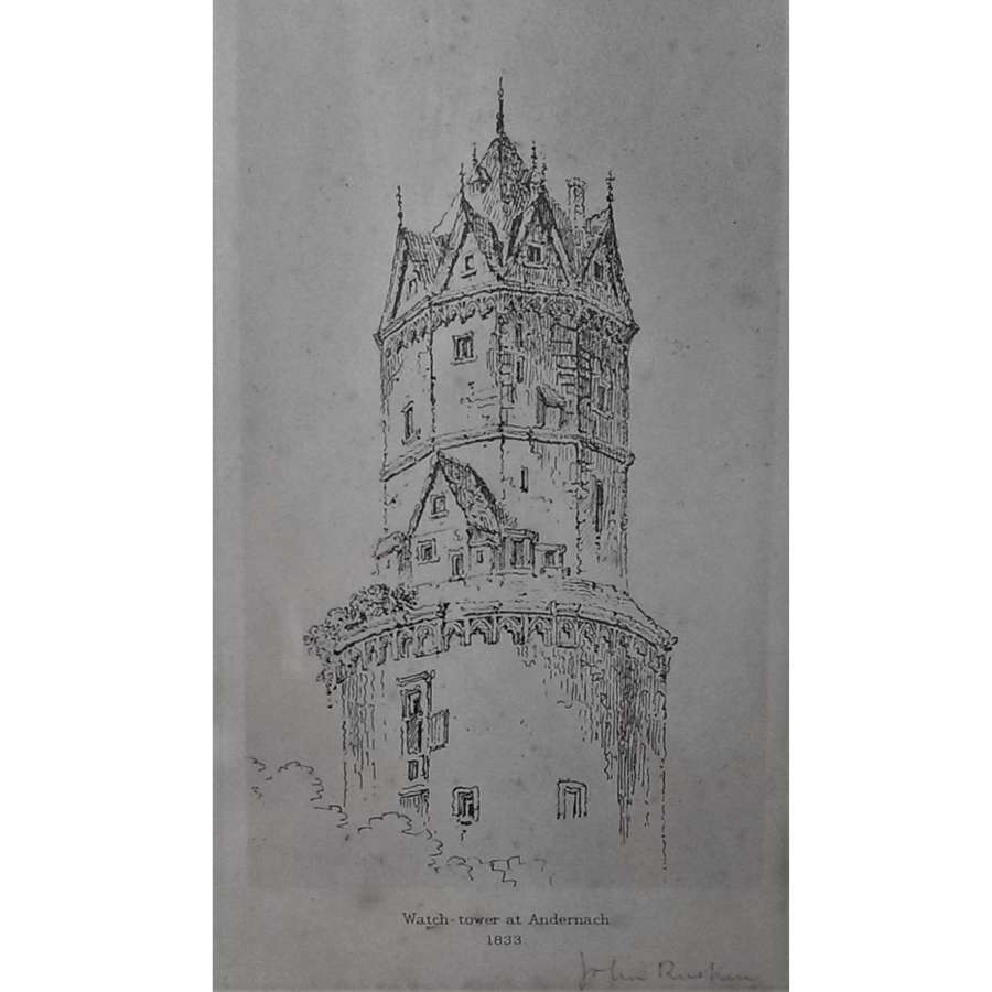 John RUSKIN (1819–1900) Watch-tower at Andernach Original Signed Print
