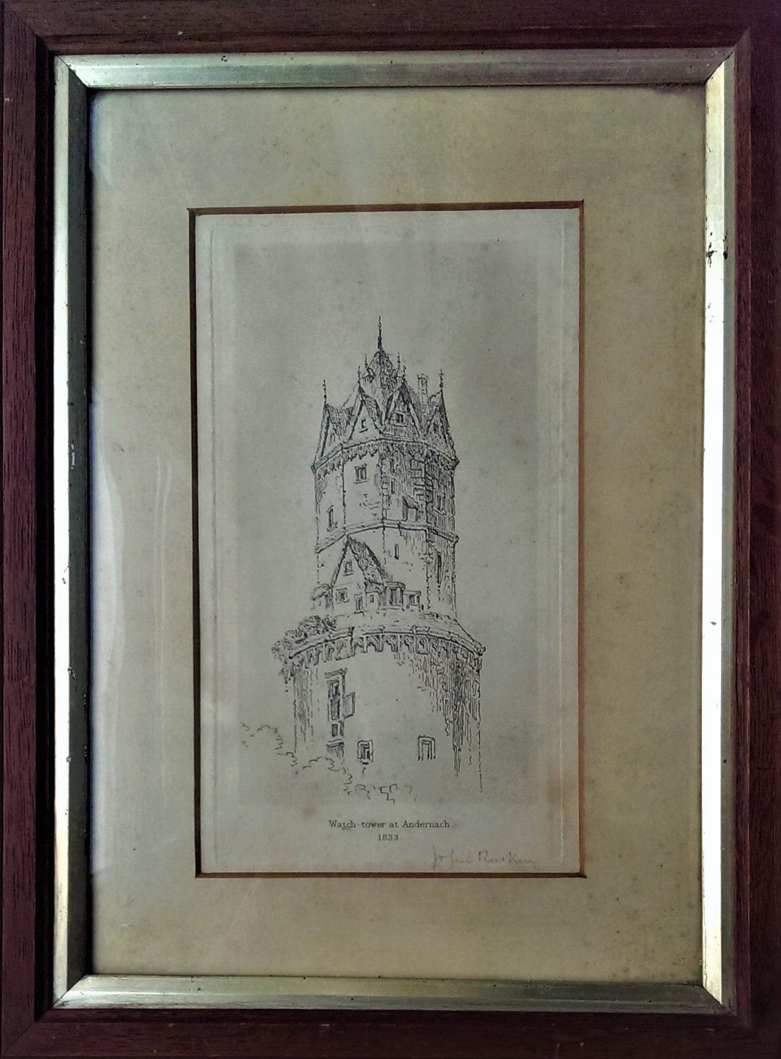 John RUSKIN (1819–1900) Watch-tower at Andernach Original Signed Print