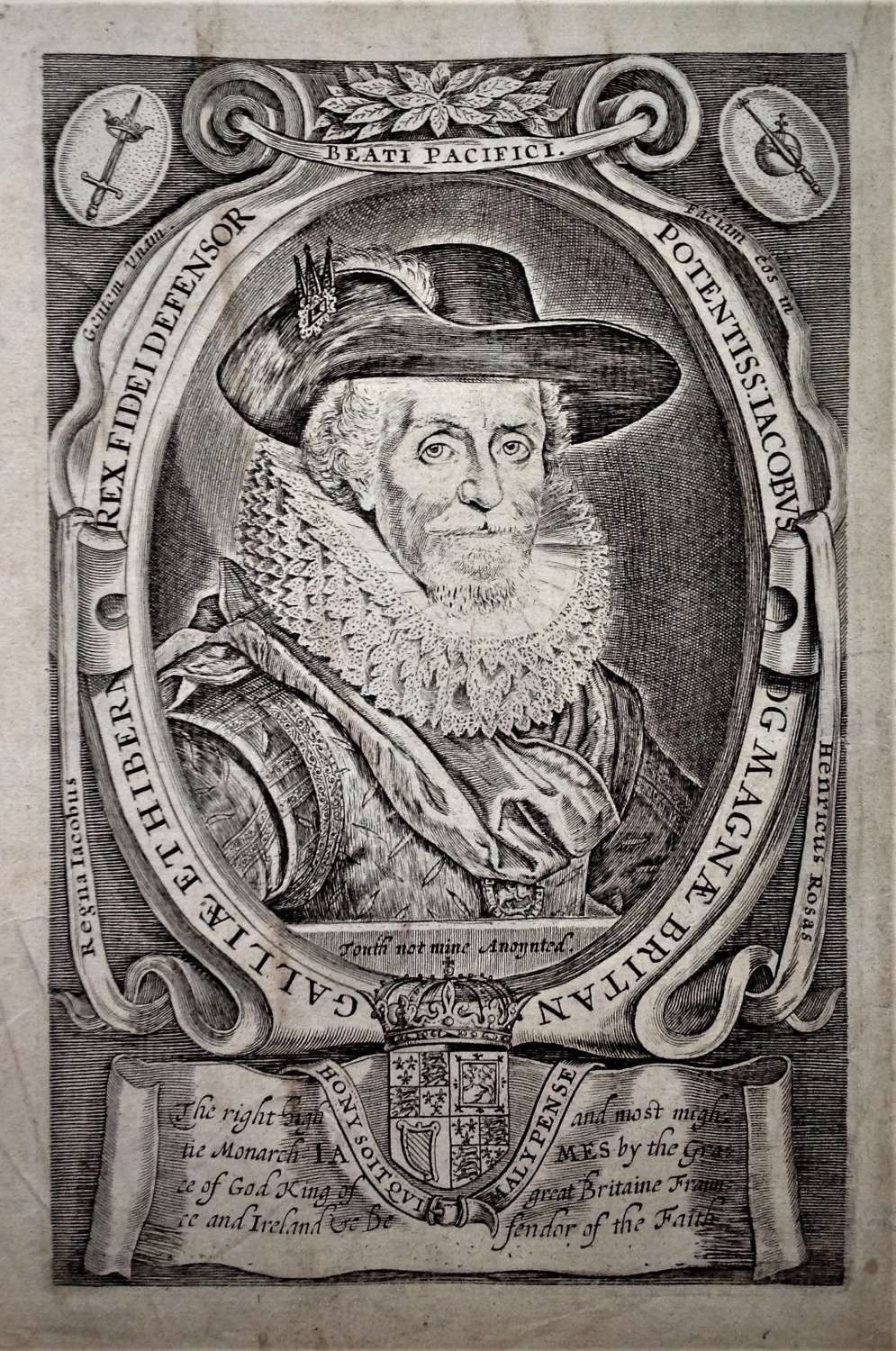Portrait of King James I by Willem van de Passe (c.1597/8-1636/7)