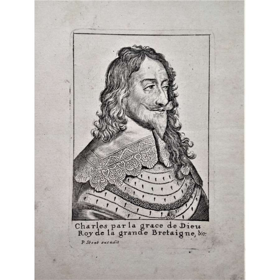 Engraved Portrait Print of King Charles I (1600-1649) c.1647