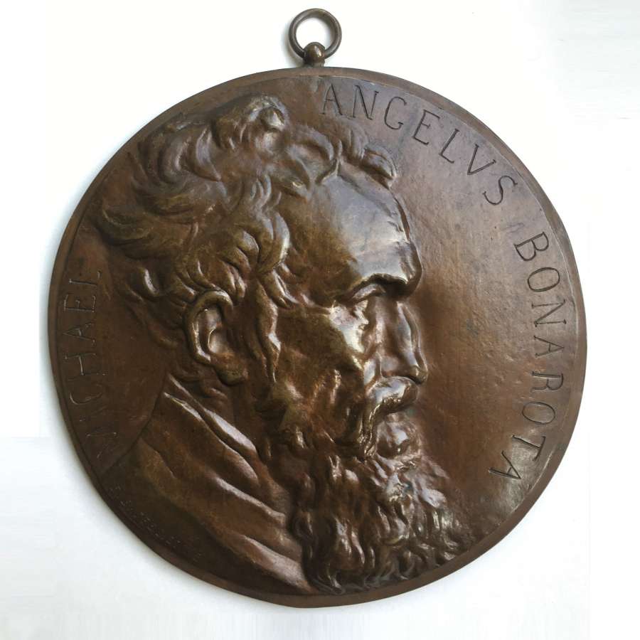Ferdinand Barbedienne (1810-1892) Michelangelo Bronze Portrait Plaque