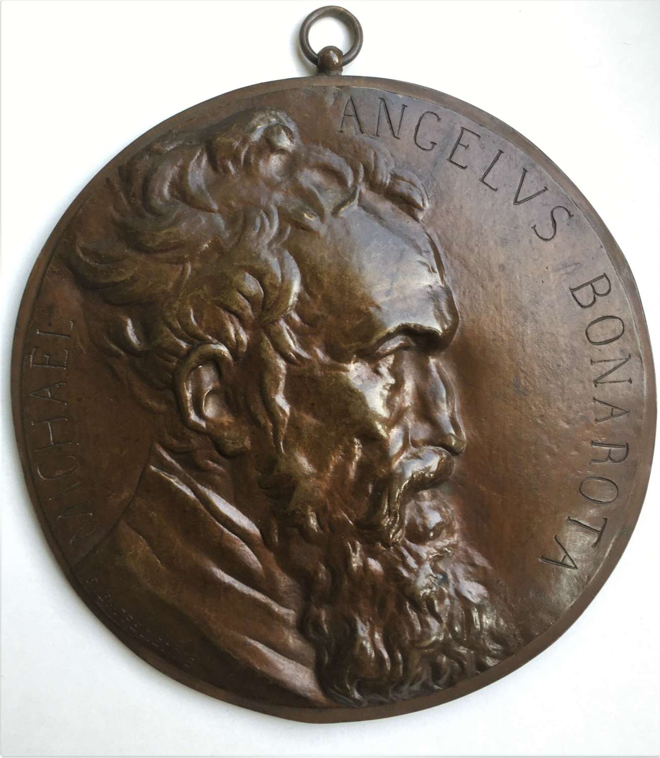 Ferdinand Barbedienne (1810-1892) Michelangelo Bronze Portrait Plaque