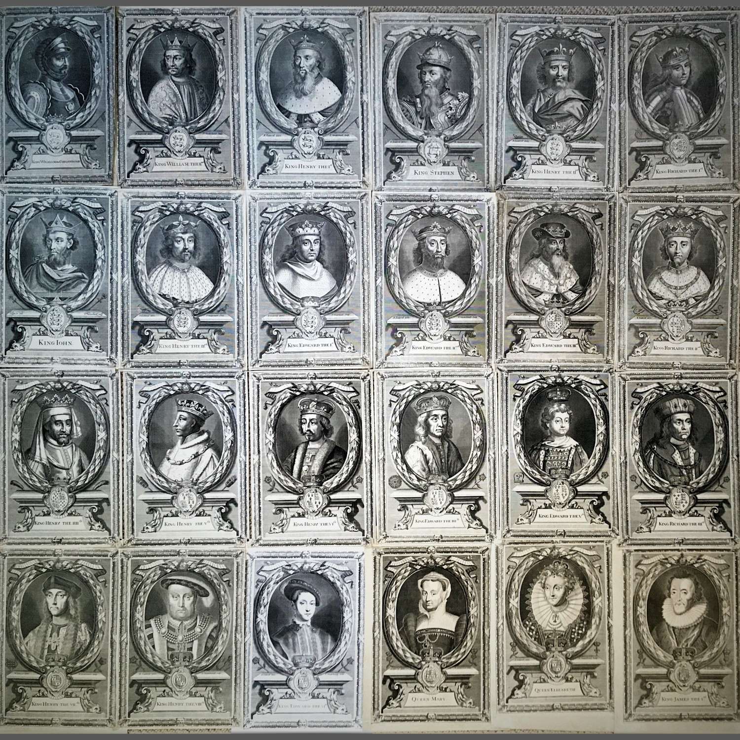 Set of Twenty-Four Portraits of English Monarchs, William I to James I
