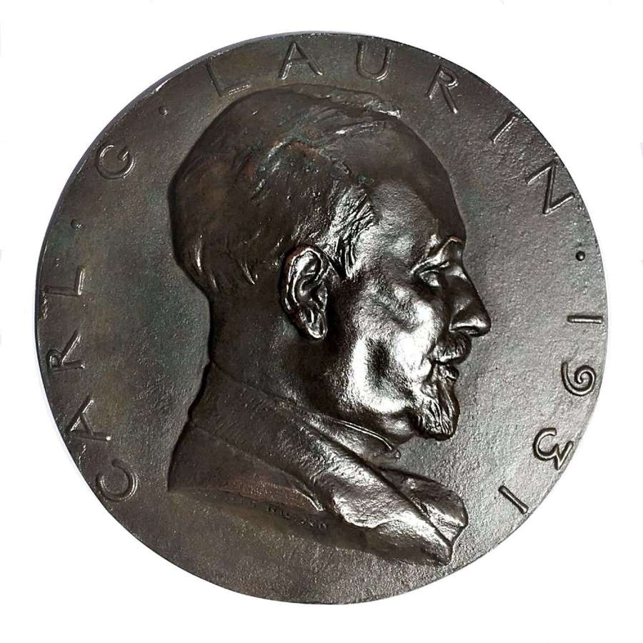 Bronze Relief Portrait Wall Plaque of Carl Gustaf Laurin (1868-1940)