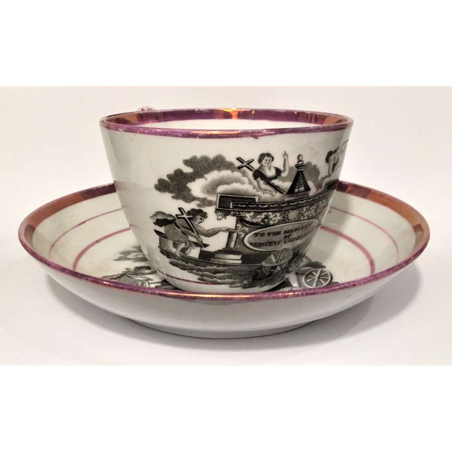 Cup and saucer commemorating the death of Princess Charlotte