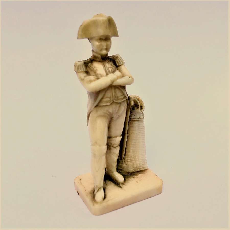 A miniature Dieppe bone carving of Napoleon Bonaparte