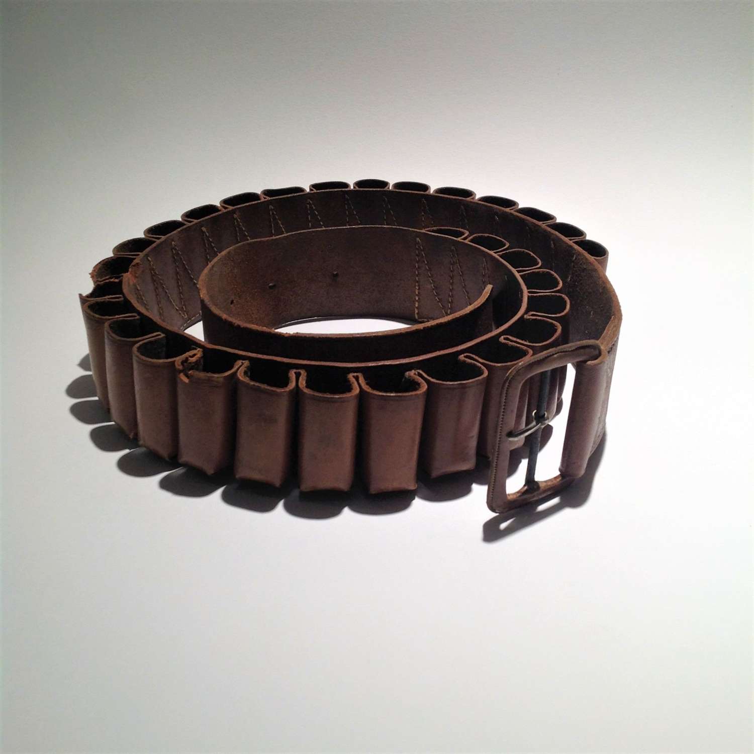 Vintage leather, 12 bore (12-Gauge) cartridge belt