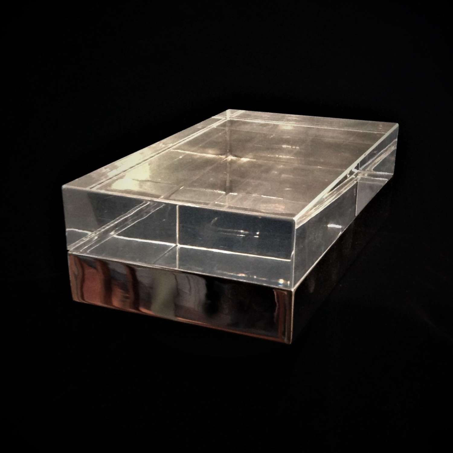A Modernist Silver Plate & Acrylic Lucite Decorative Table Box