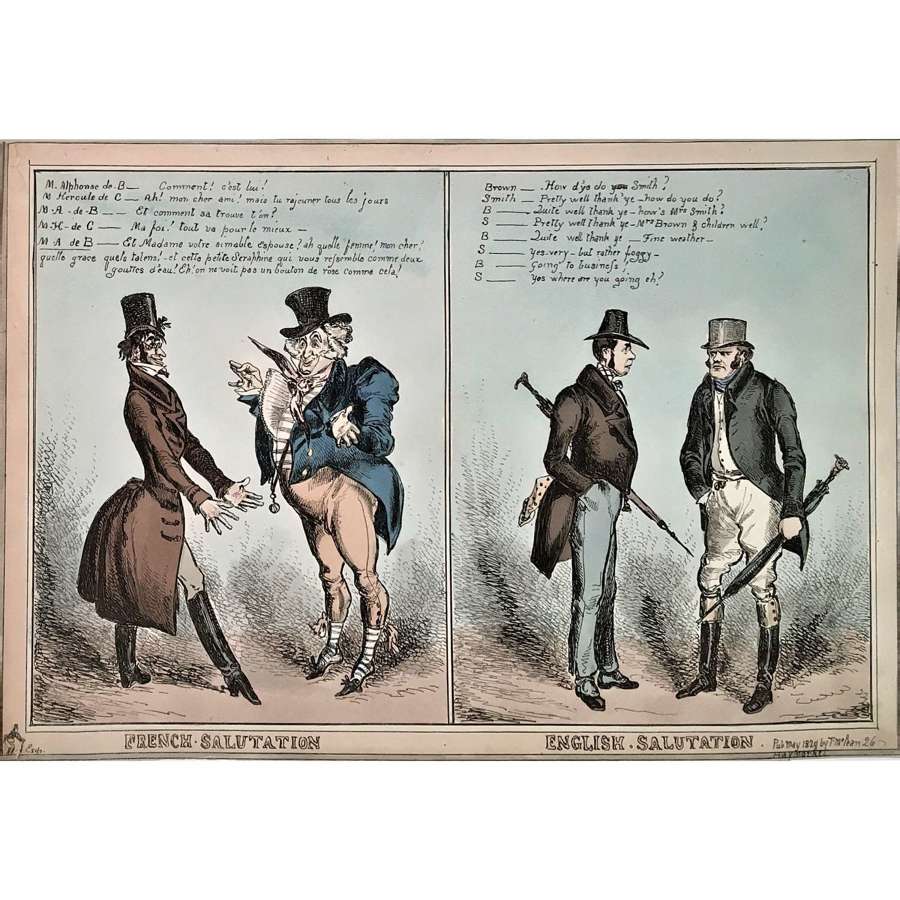 George IV 1829 satirical print "French Salutation: English Salutation"