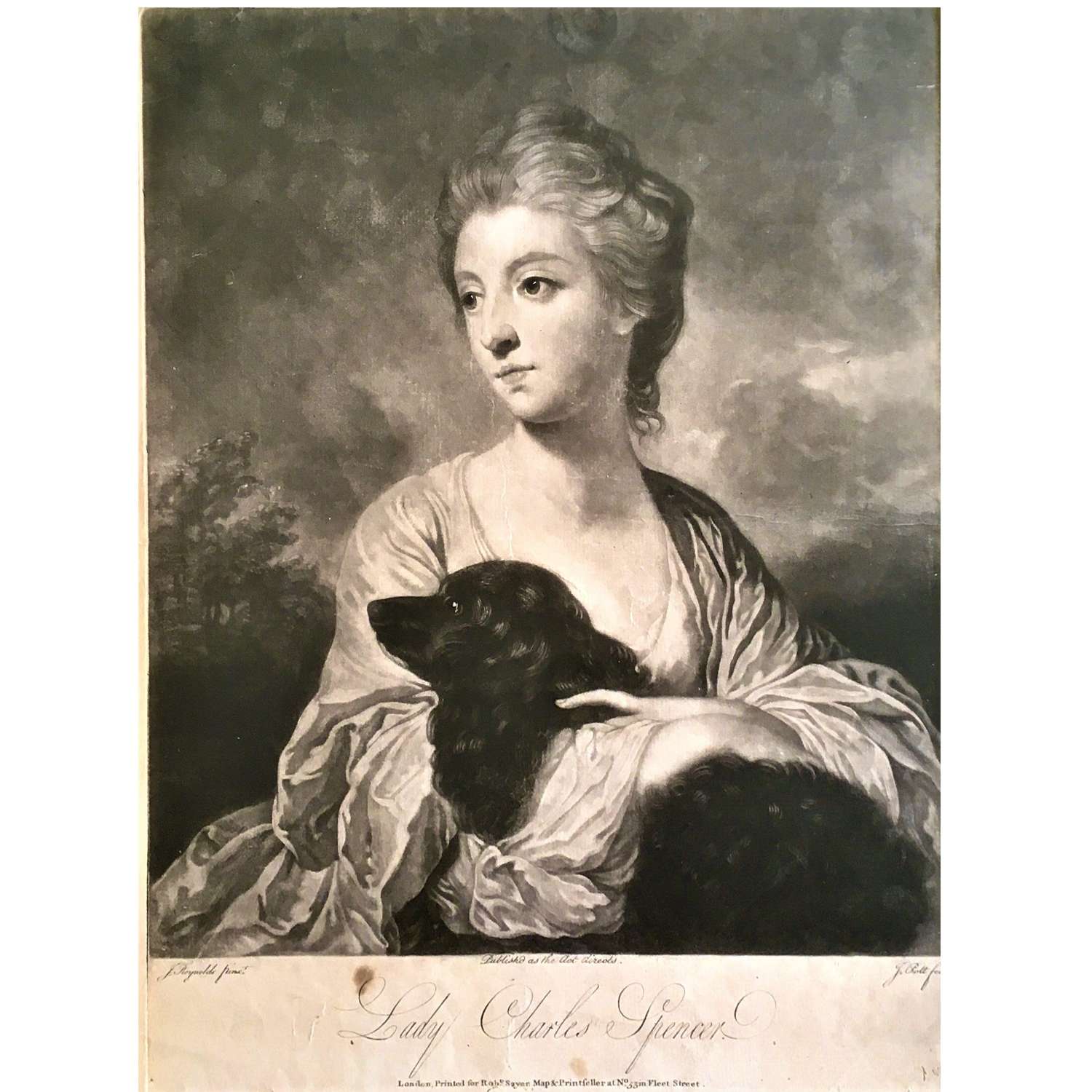 Lady Charles Spencer (1743-1812) portrait with a spaniel dog c.1767