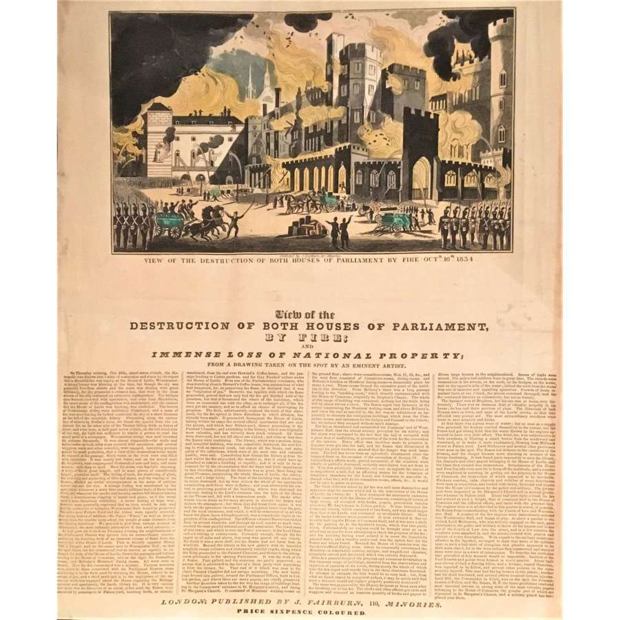 "View of the Destruction of Both Houses of Parliament by Fire", 1834