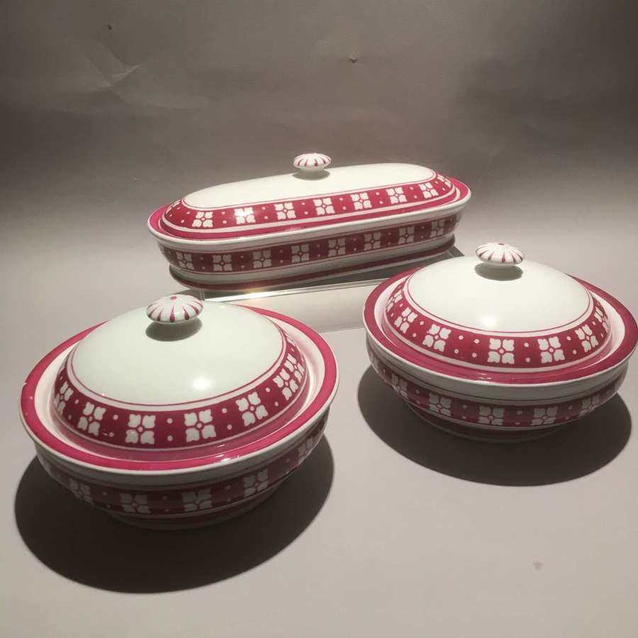 Minton Gothic Revival Soap Dishes and Toothbrush or Razor Box
