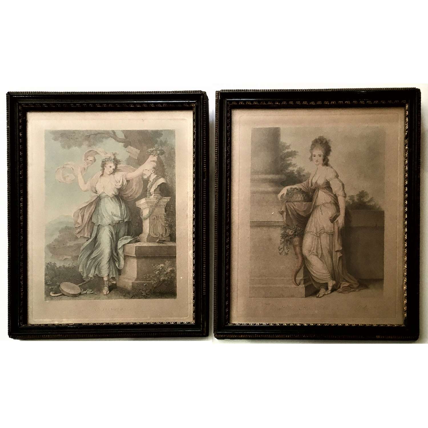 Two 18th Century stipple engravings of celebrated beauties