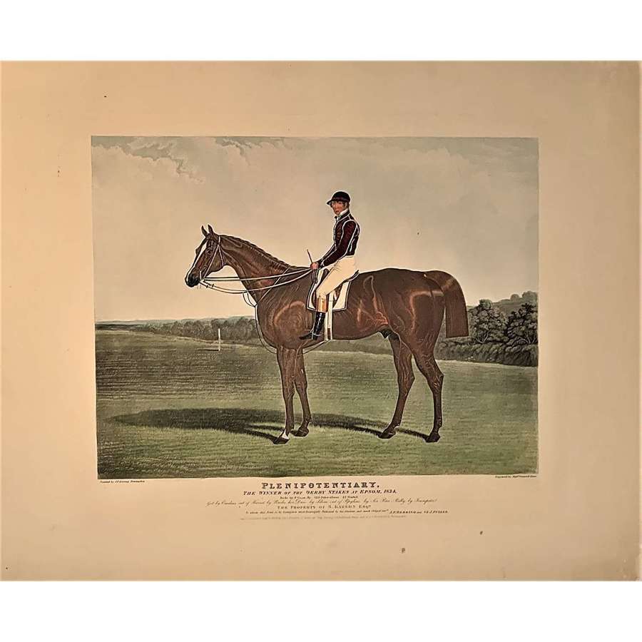 'Plenipotentiary' Winner of the 1834 Epsom Derby, Aquatint