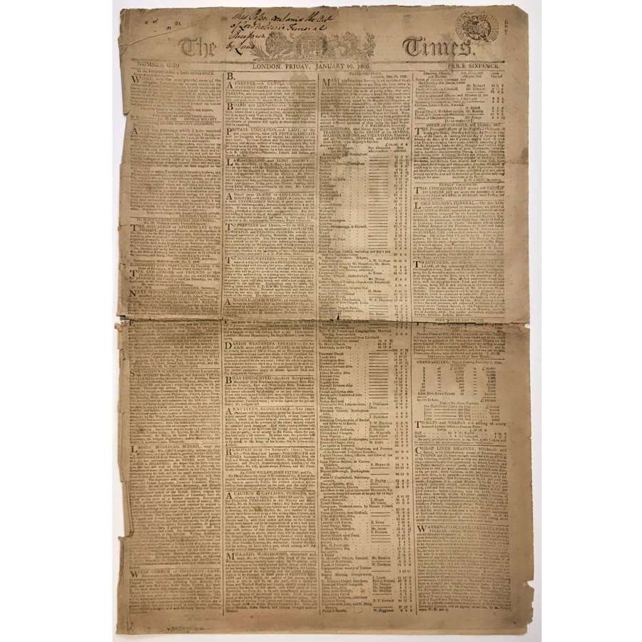 Earliest illustrated 'Times' Newspaper 1806 Reporting Nelson’s Funeral
