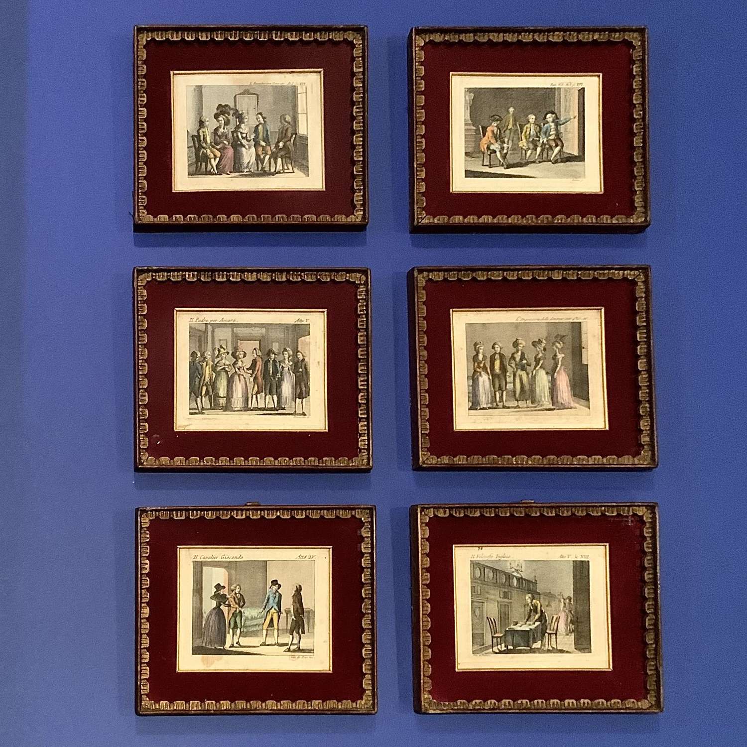 A very attractive set of six (6) 18th Century Venetian framed prints