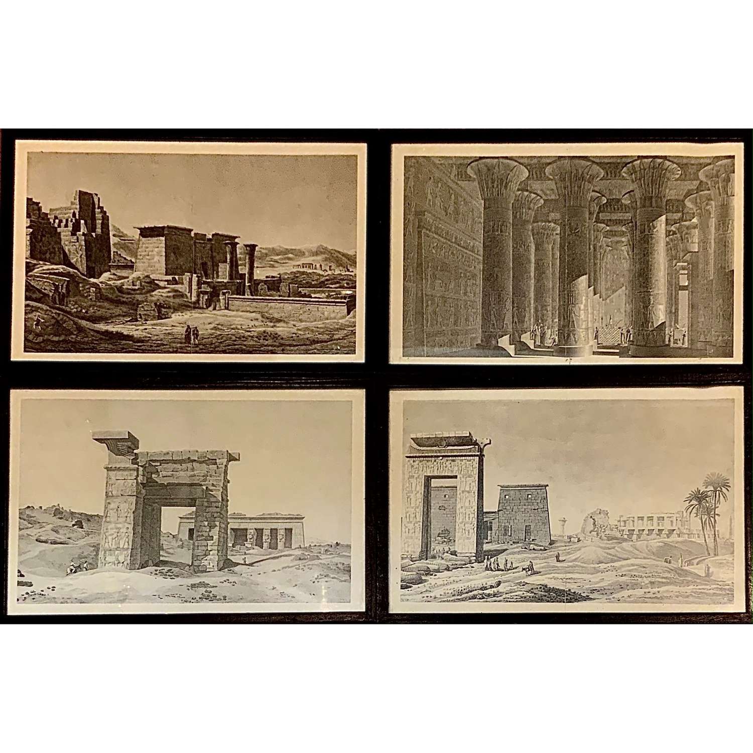 A set of four (4) framed and glazed prints of ancient Egyptian ruins