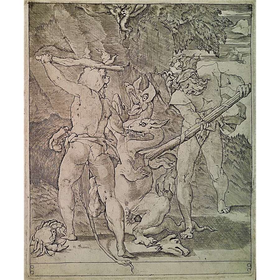 "Hercules and Iolaus slaying the Lernaean Hydra" circa 1527