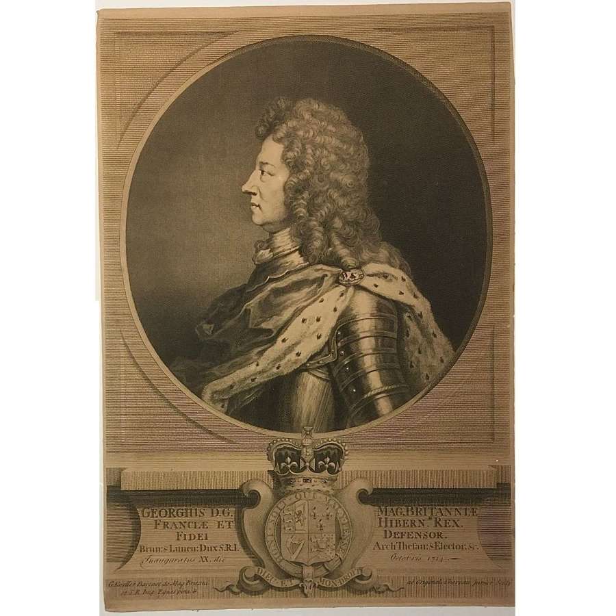 Engraved Portrait of King George I (1660 - 1727), published c.1714-27