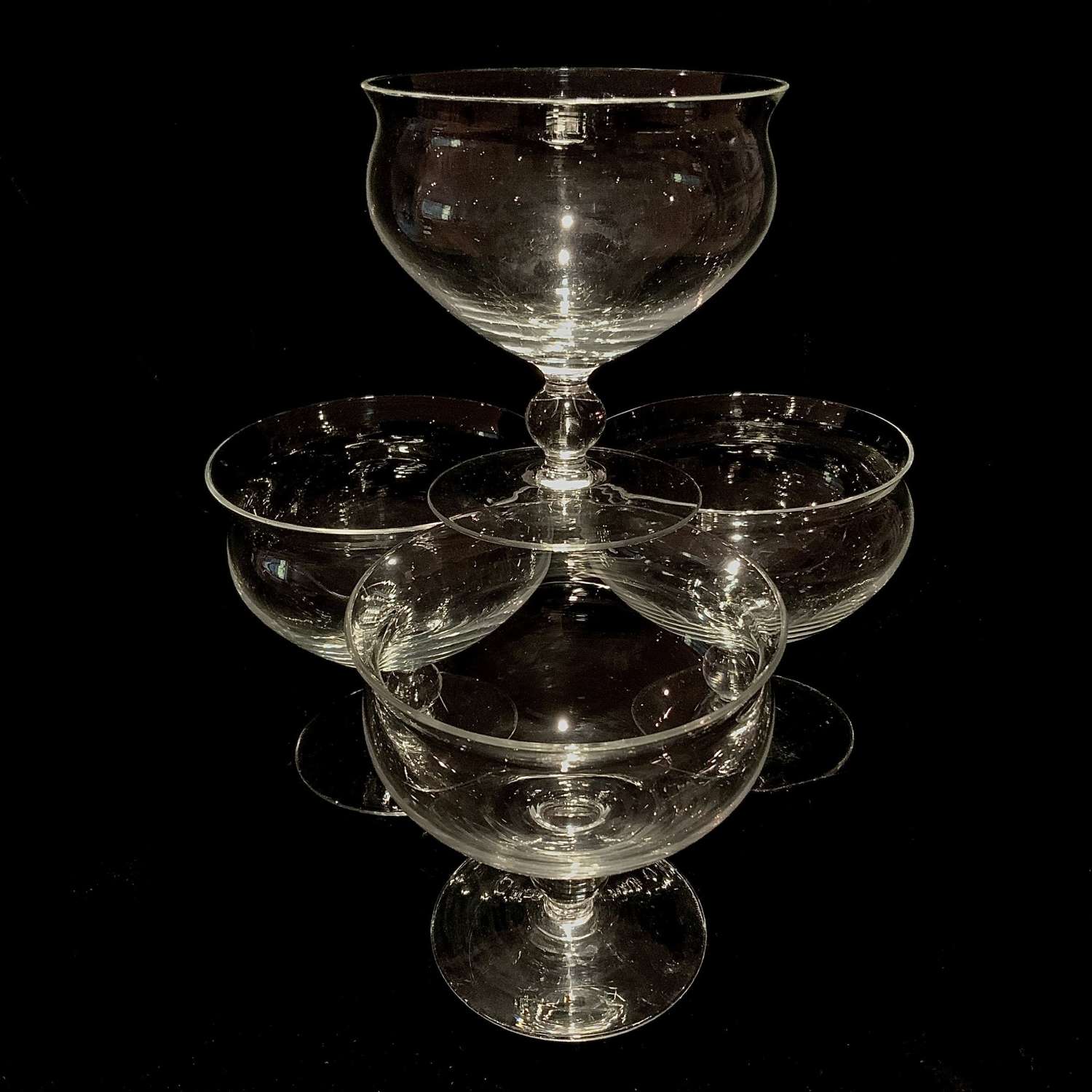 A Set of Four (4) Matching Glass Champagne, Coupes or Boats
