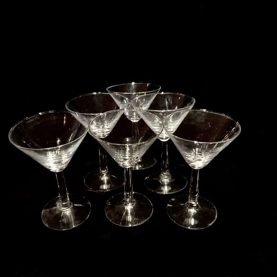 A Good Set Of Six (6) Classic Cocktail or Martini Glasses