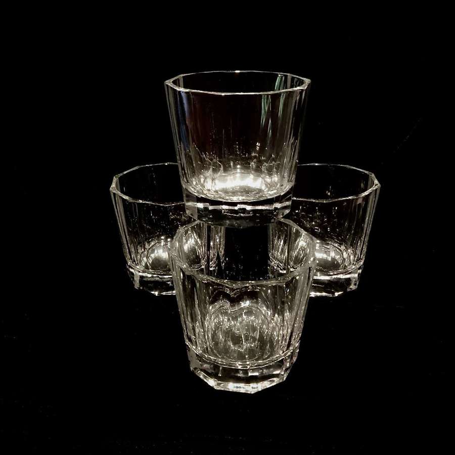 Four (4) Lead Crystal Designer Decagon Shape Whiskey Glass Tumblers
