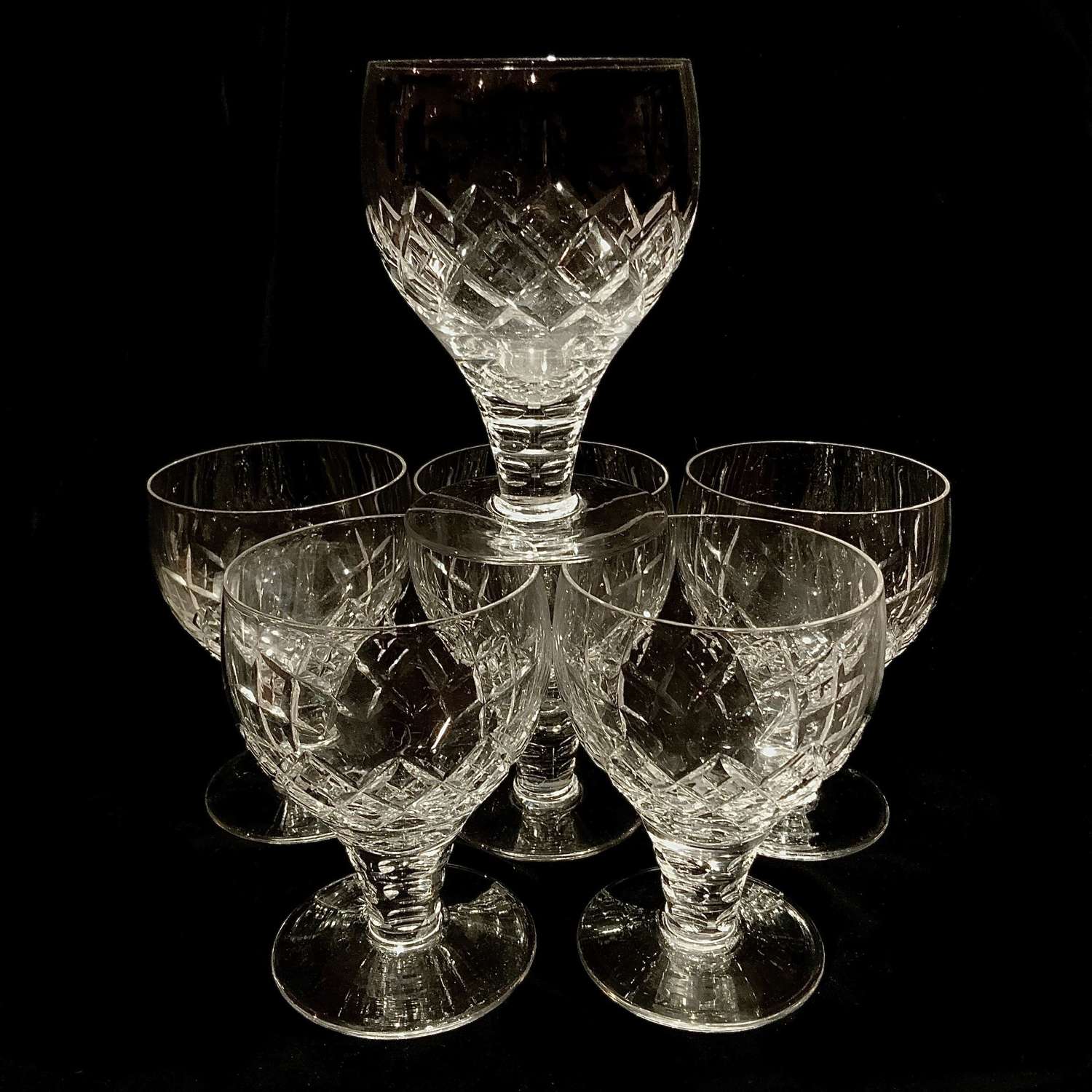 Set Of Six (6) Stuart Crystal Wine or Water Glasses or Goblets