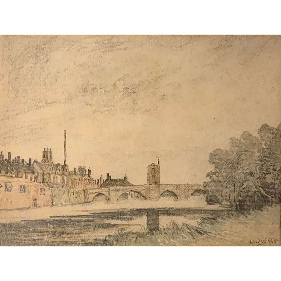 Alfred William RICH N.E.A.C. (1856-1921) "The Old Bridge, St Ives, Huntingdonshire&rdquo; c.1915