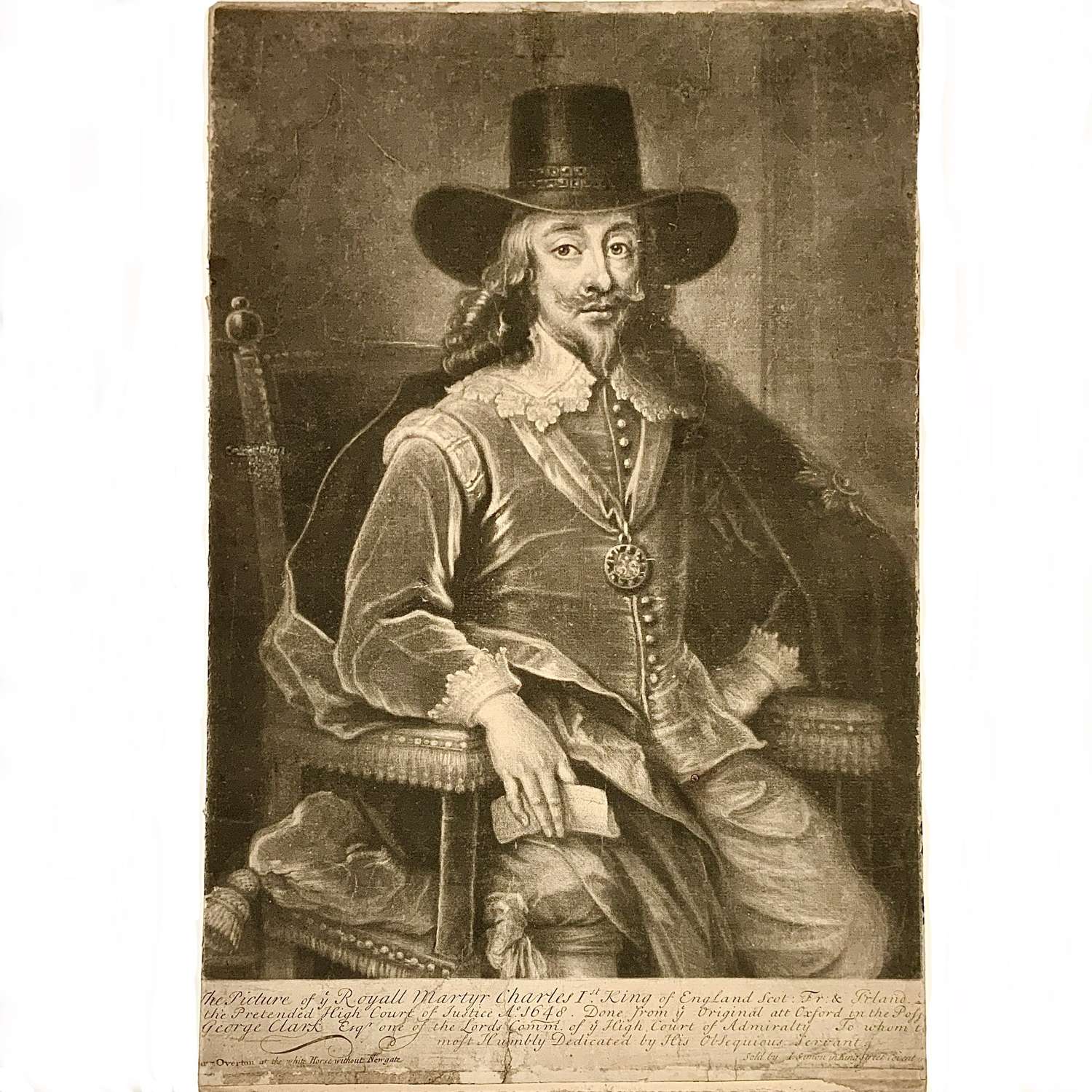 The “Royal Martyr” King Charles I, mezzotint portrait