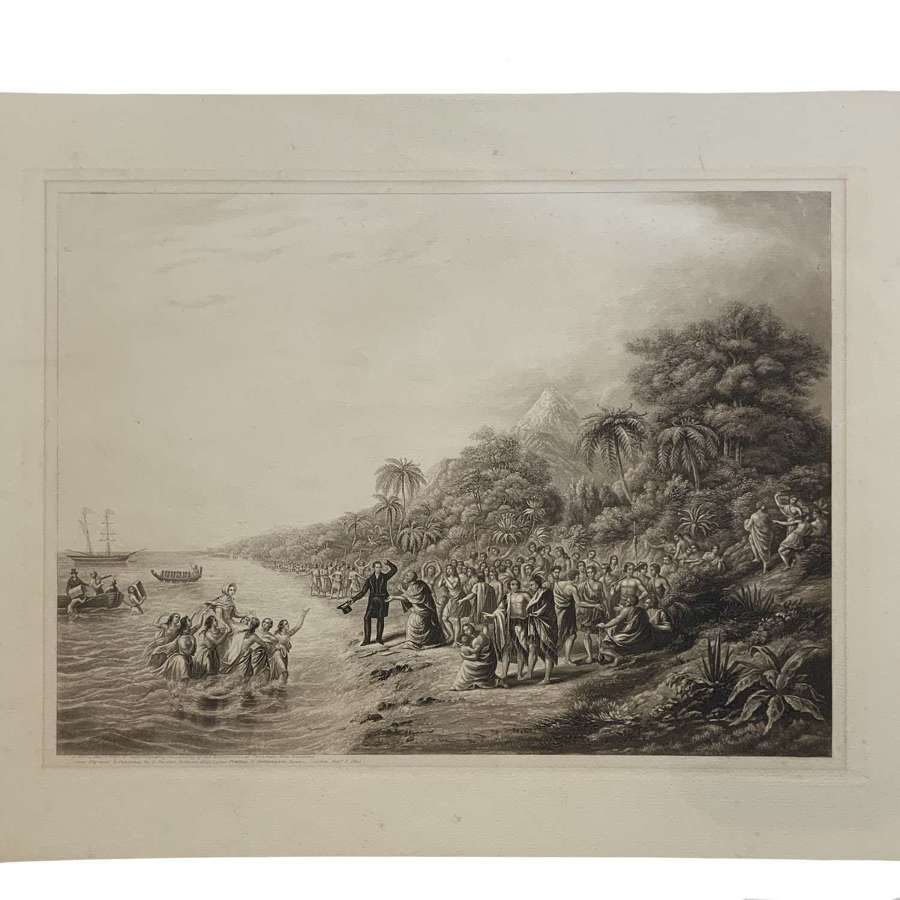 Māori people welcoming missionaries at Taranaki, New Zealand, 1839