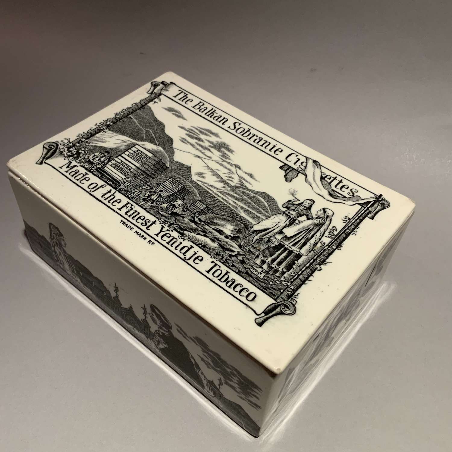 An Antique Transfer Printed Balkan Sobranie Cigarette Box
