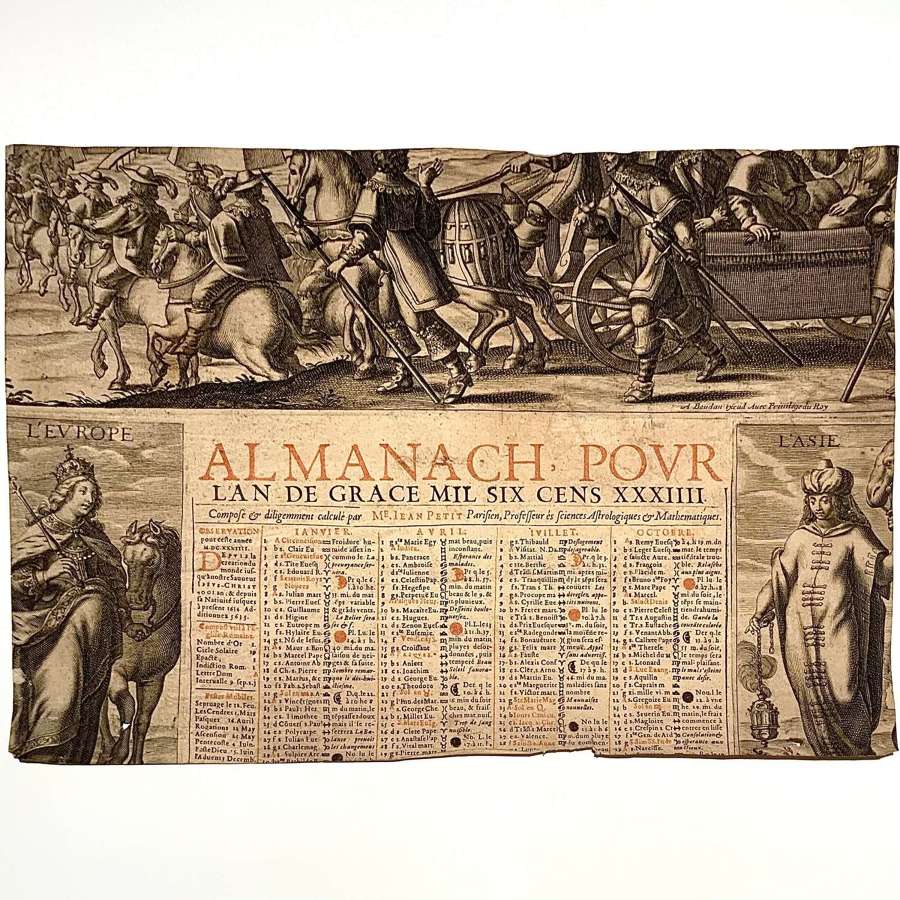 Scarce Fragmentary Louis XIII Almanac by Alexandre Boudan (1600-1671)