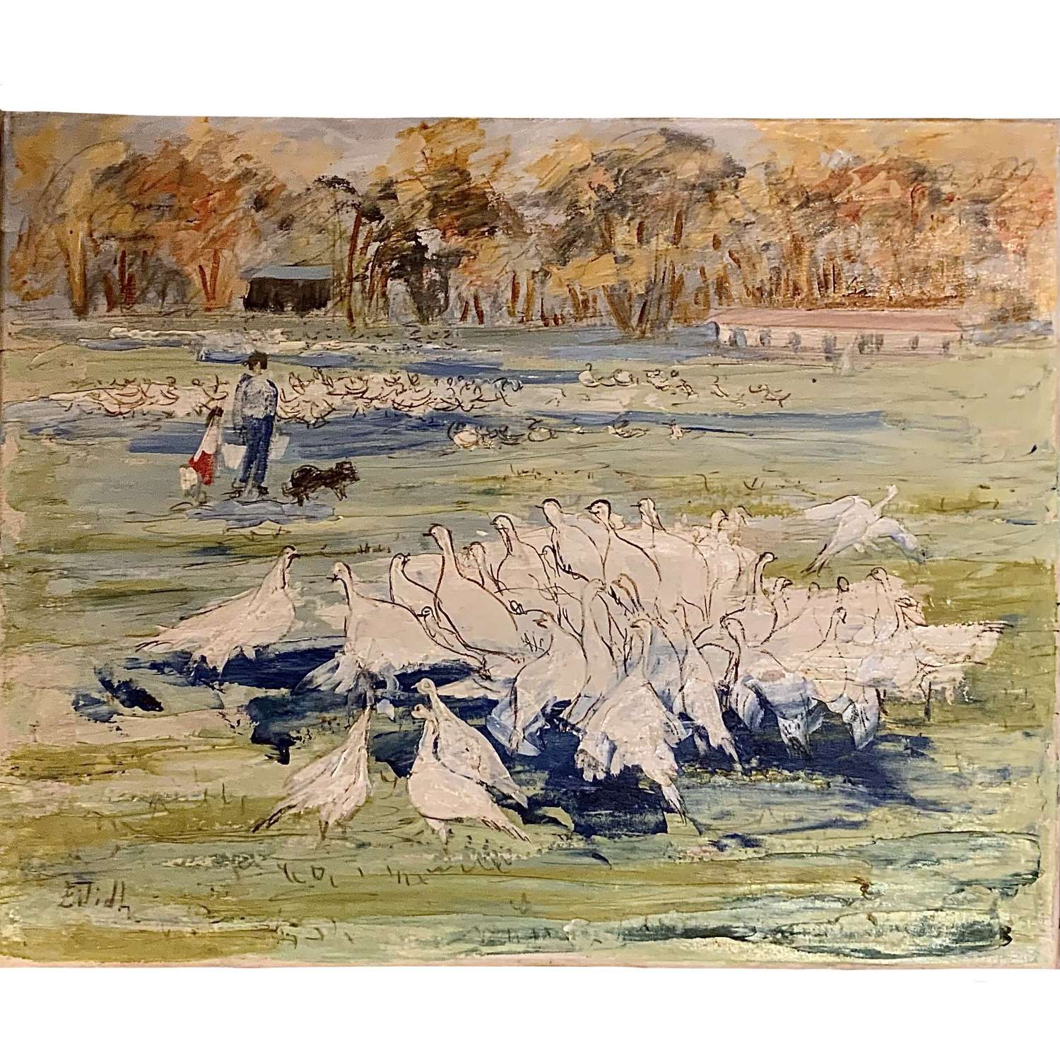 Eilidh BARNARDO (1913-1994), “Feeding The Geese”