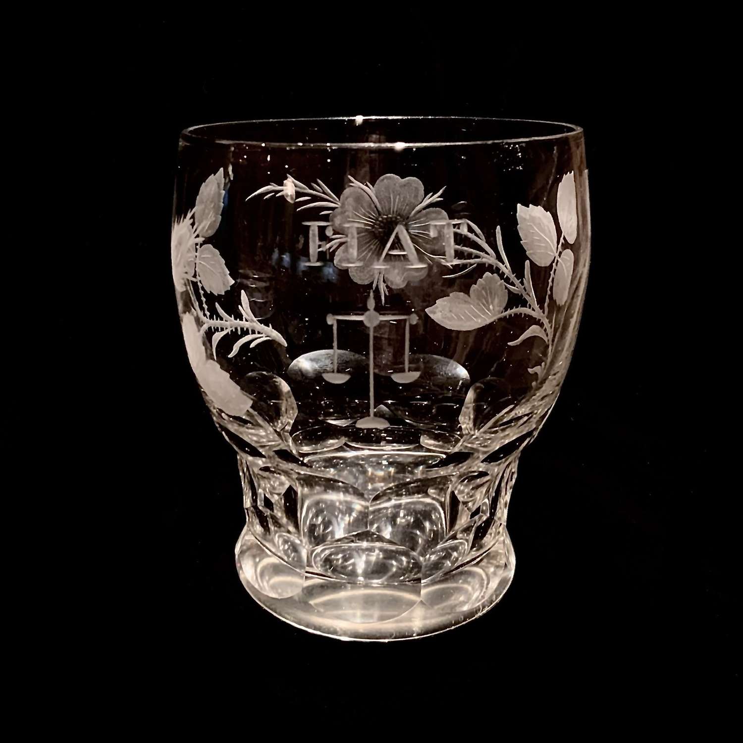A Rare and Unusual Engraved Glass Jacobite Tumbler