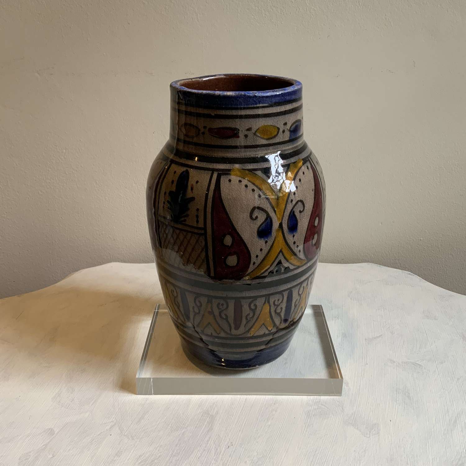 A Moroccan Grey Glazed ‘Safi Ware’ Islamic Pottery Vase