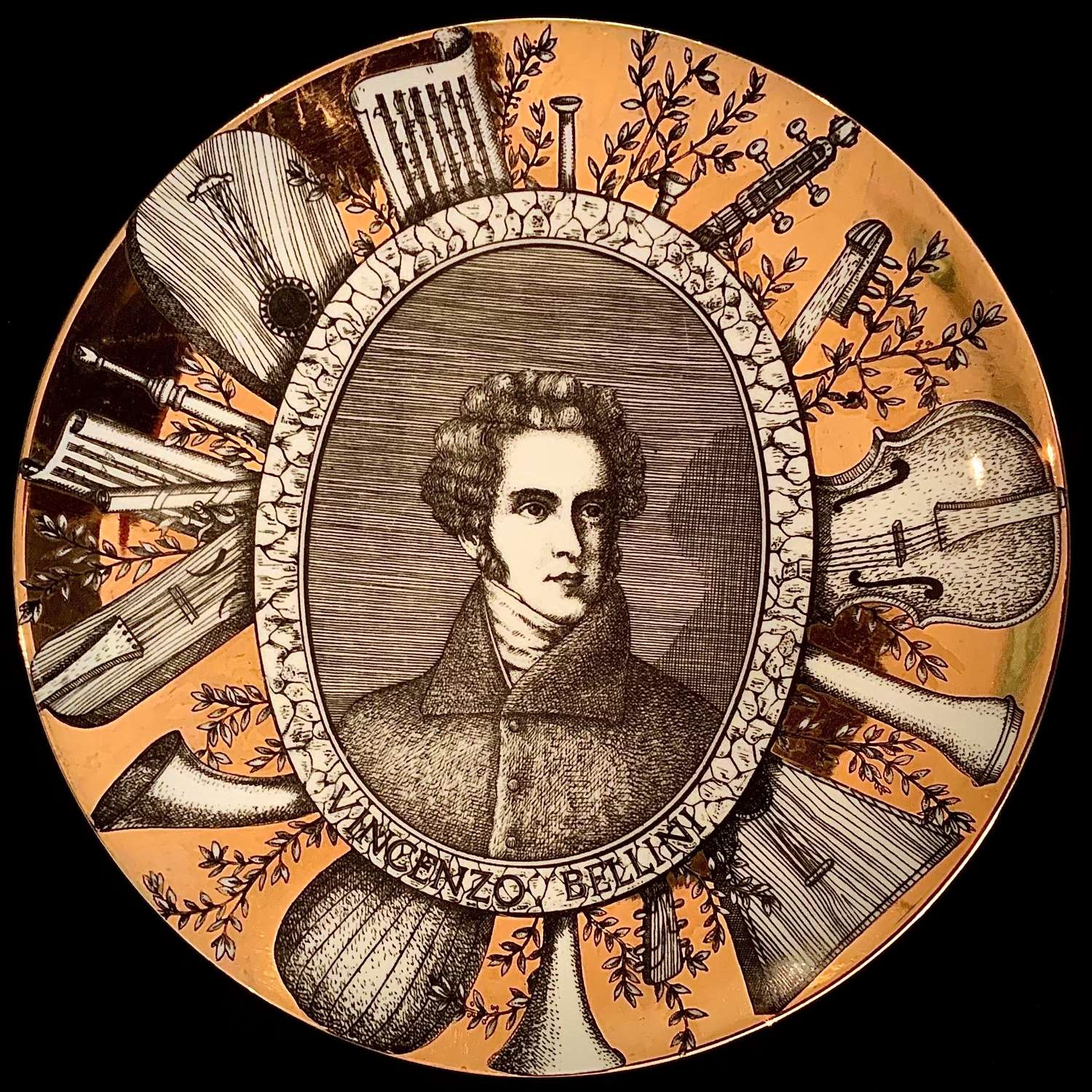 Piero Fornasetti Mid-Century Modern “Vincenzo Bellini” Plate