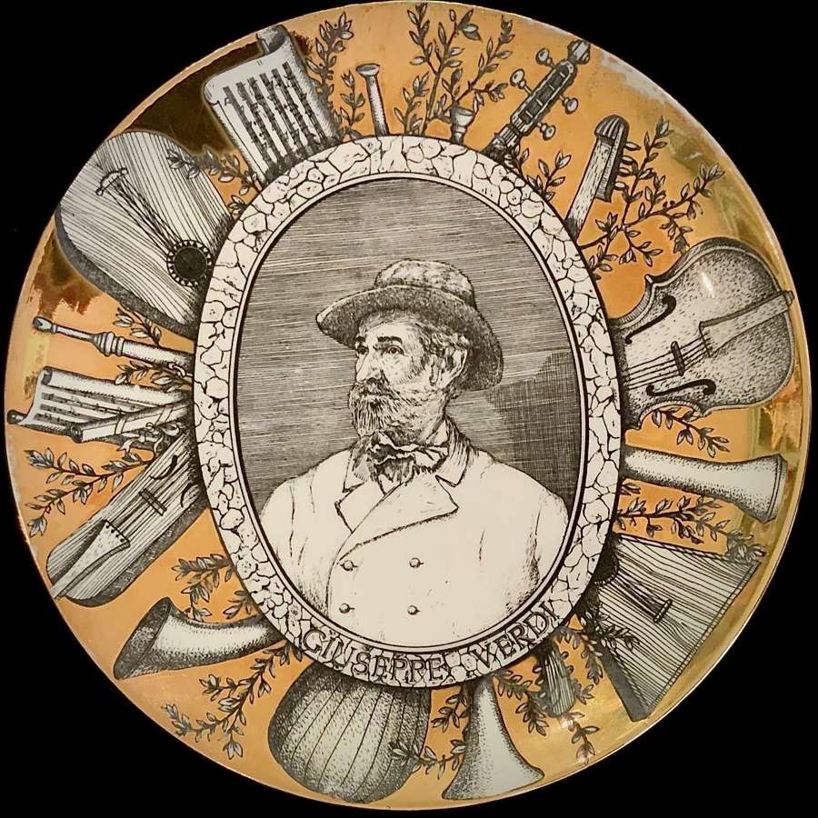 Piero Fornasetti Mid-Century Modern “Giuseppe Verdi” Plate