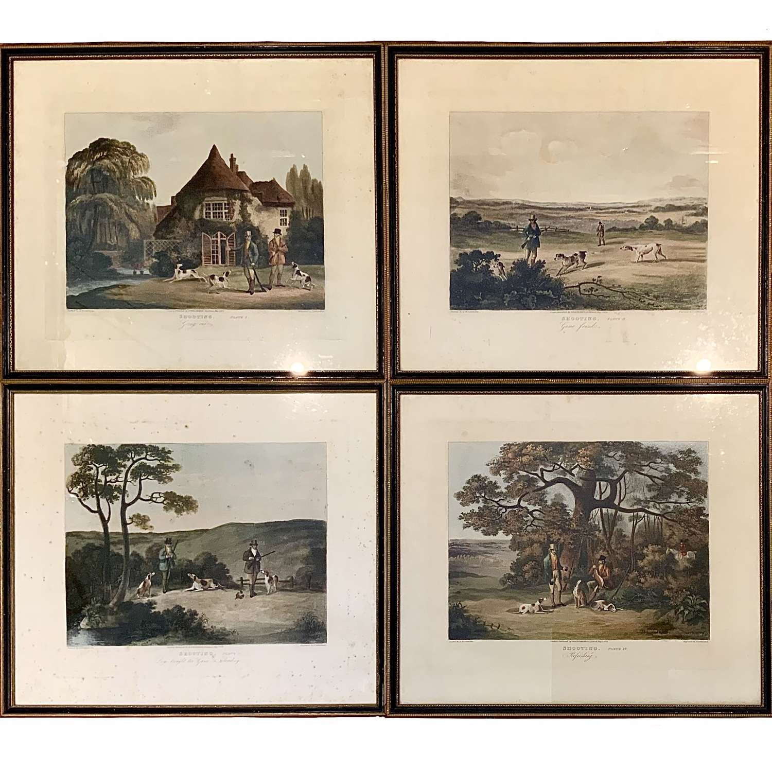 A Set of Four Original Regency Shooting Prints Published 1823