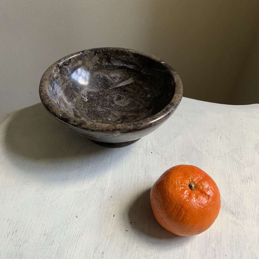 A Turned & Polished Fossil Marble Bowl 