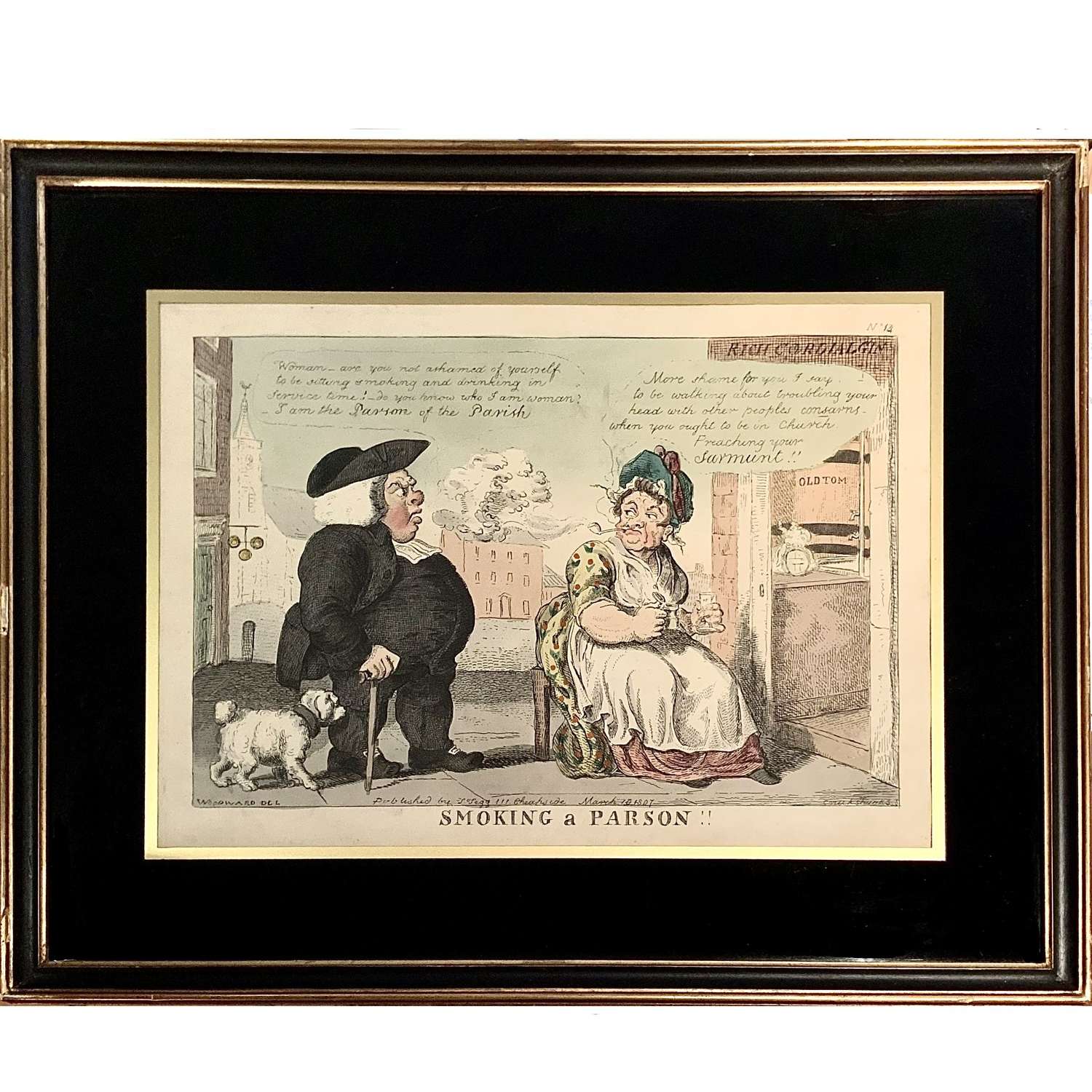 “Smoking a Parson” George III Satirical Feminist Print Published 1807