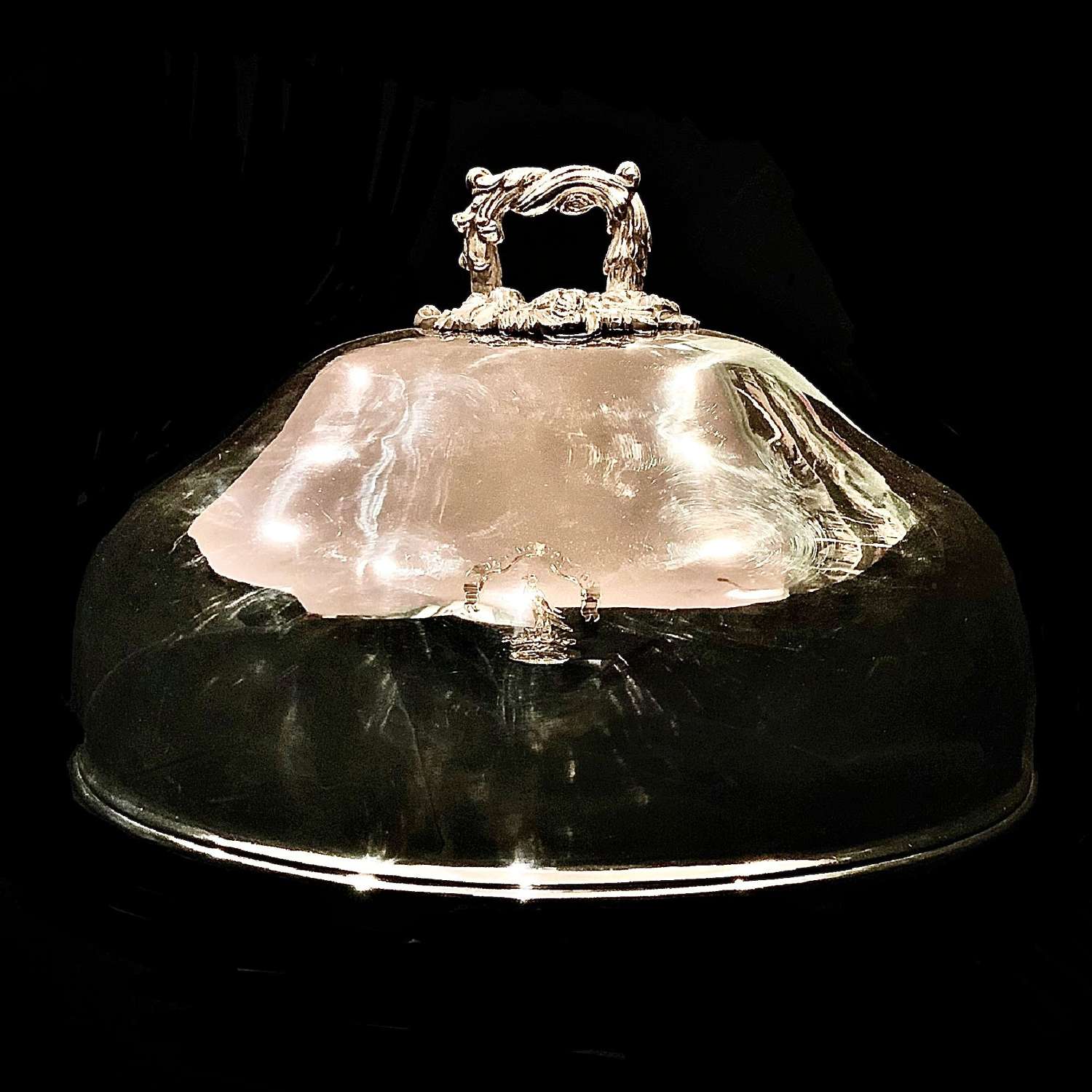 A Fine Engraved Crest Silver Plated Meat Cover, Food Cloche or Dome