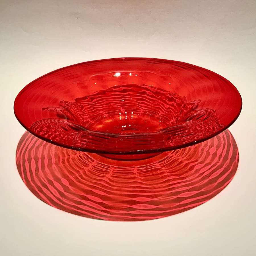 A Whitefriars Ruby Red Glass Shallow Open Centrepiece Bowl
