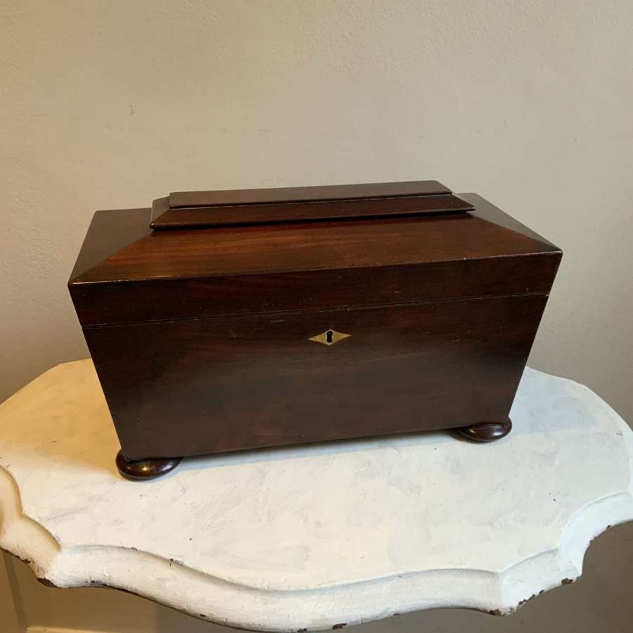 Immaculately Presented Early Victorian Mahogany Sarcophagus Tea Caddy