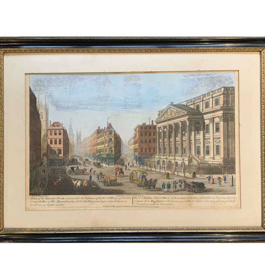 18th Century Perspective View Print “The Mansion House City of London”