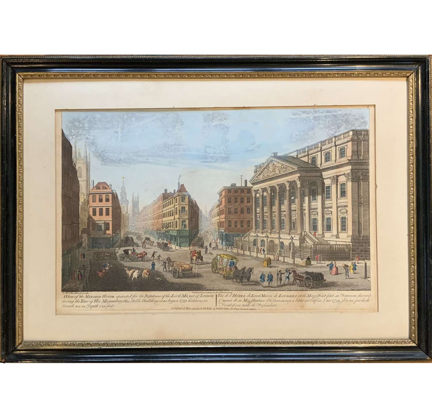 18th Century Perspective View Print “The Mansion House City of London”