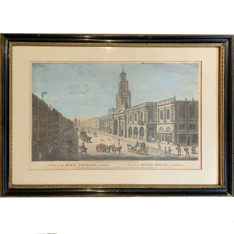 18th Century Perspective View Print of The Royal Exchange, London
