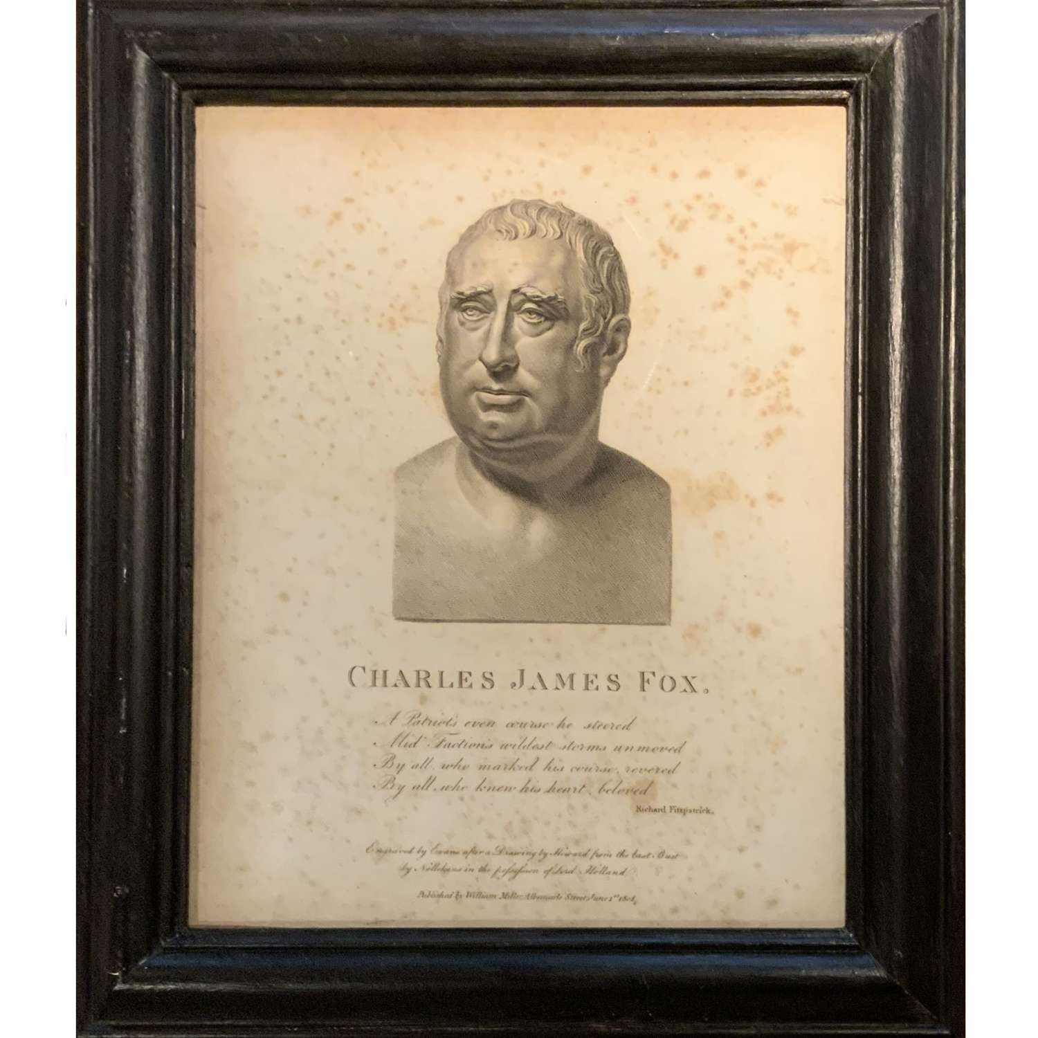 Antique print commemorating “Charles James Fox” (1749–1806)