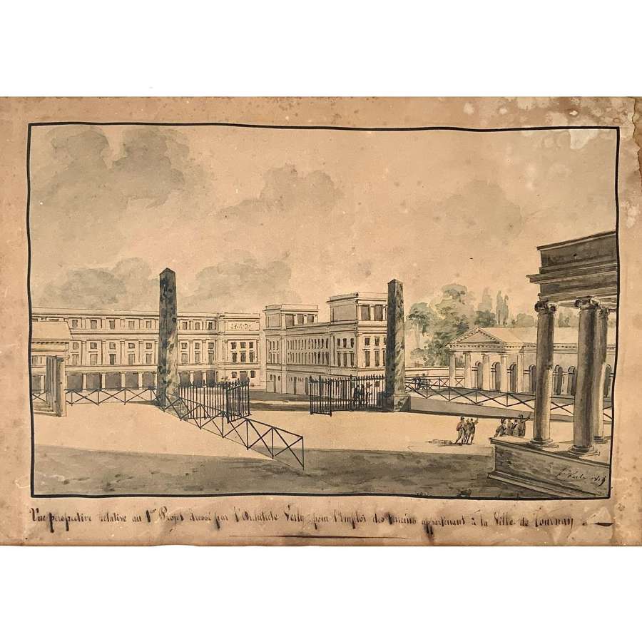 François Verly (1760-1822) “Architectural Concept Drawing for Tournai”
