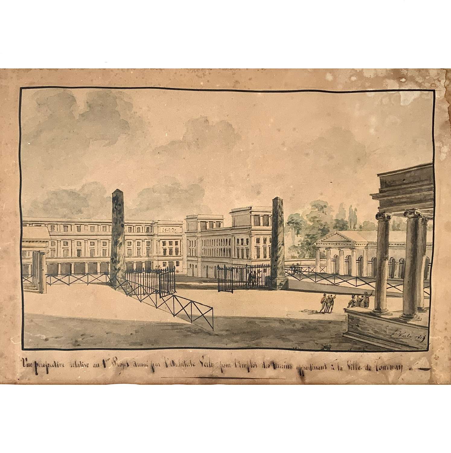 François Verly (1760-1822) “Architectural Concept Drawing for Tournai”