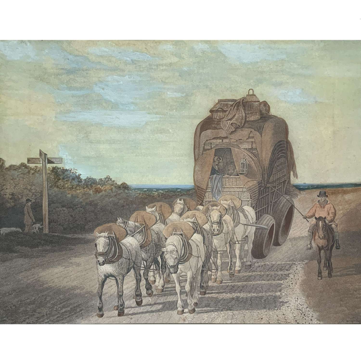 “Stage Waggon” 1820 aquatint after Jacques-Laurent Agasse (1767-1849)